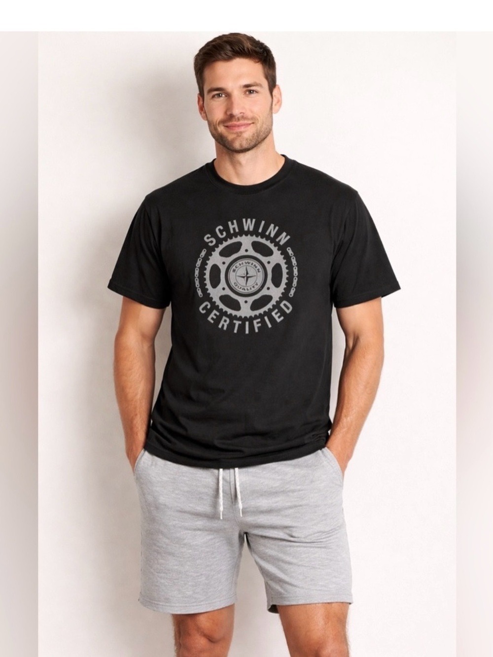 Men’s Port & Company Black Schwinn Certified Short Sleeve Tee M